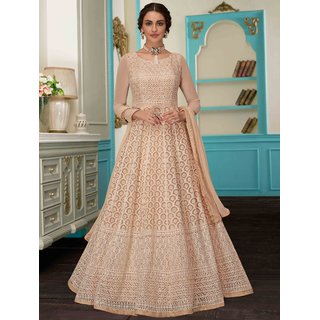 Neel Art Faux Georgette fabric Anarkali Gown with Dupatta  Bottom Fabric Semi Stitched.