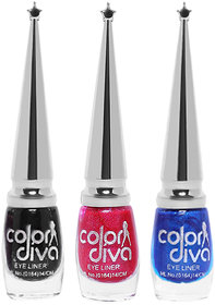 Color Diva BRS Liquid Eyeliner (BLACK, BLUE, DARK PINK)-6 ml (Set of 3)