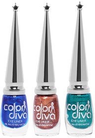 Color Diva BRS Liquid Eyeliner (BLUE, COPPER, GREEN)-6 ml (Set of 3)