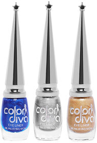 Color Diva BRS Liquid Eyeliner (BLUE, GOLDEN, SILVER)-6 ml (Set of 3)