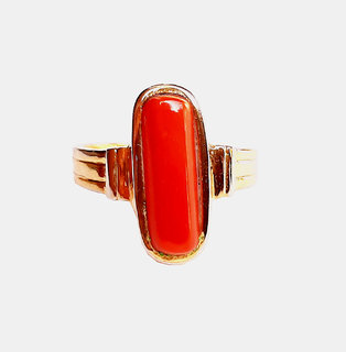 RS Jewellers Certified Coral Moonga 5.25 Carat Panchdhatu Gold Plating Astrological Ring for Men  Women