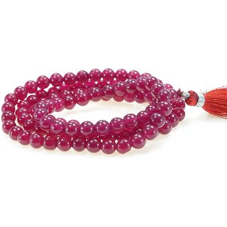 Jinanshi Fashions Hakik Agate Ruby Colour Stretchable Bracelet With Seven Chakra Stone For Unisex (10 x 2 x 1 CM)