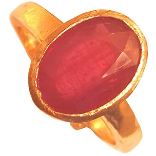                       RS JEWELLERS Gemstones 6.23 Ratti Natural Certified RUBY manik Gemstone Panchdhatu Ring ,Pukhraj Birthstone Astrology Ri                                              