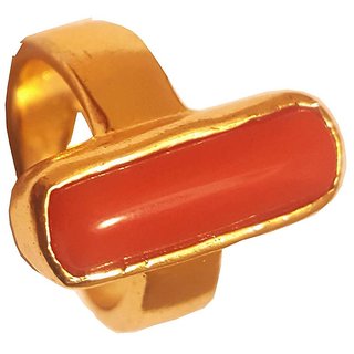                       RS Jewellers Certified Coral 5.20 Carat Panchdhatu Gold Plating Astrological Ring for Men  Women                                              