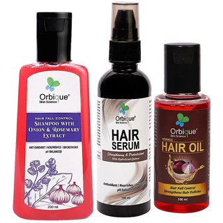                       ORBIQUE Hair Control Shampoo + Hair Serum + Advance Hair Oil (Combo of 3)                                              