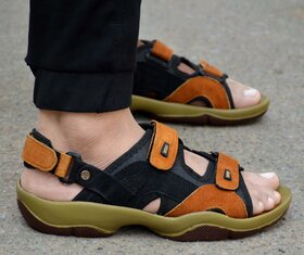 Woakers Men's Black-Brown Sandals For Men