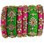 Mayank Creations Silk Thread Bangles Pink and Green Set of 6