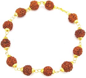 Raviour Lifestyle Golden cap Original  Stylish 5 Mukhi 5 Face Rudraksha bracelet for Men and Women