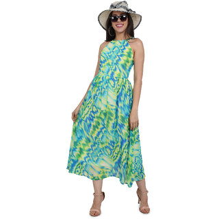                       9 Impression Womens Digital Print Maxi Dress (Green Small)                                              