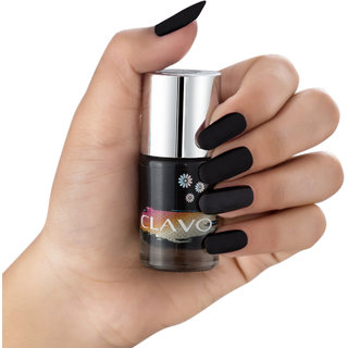 Clavo Free from 5 harmful chemicals and Long lasting Nail Polish for girls  Women(11 ML) (Black)
