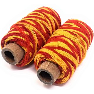                       Neo Rising Vedroopam Sacred Kalawa Mauli Thread Puja, Nazar Dhaga, (Red Yellow Cotton Reel, 2 Units)                                              
