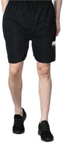 VANTAR Solid Men Black Gym Shorts
