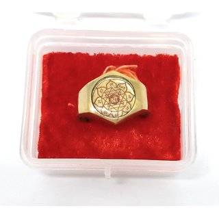                       Ashtadhatu Gold Shree Yantra Ring For Men And Woman In Size 14  For  Health, Wealth And Prosperity                                              