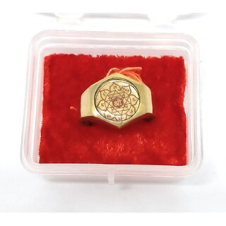                       Ashtadhatu Gold Shree Yantra Ring For Men And Woman In Size 16  For  Health, Wealth And Prosperity                                              