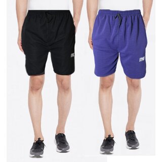 VANTAR Solid Men Black  Blue Running Shorts