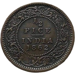                       half pice 1862                                              