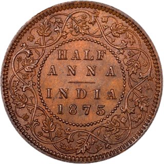                       HALF ANNA 1875 rare                                              