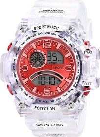 Mastrena Digital Red Dial Silicone Strap Men's Watch -MSG1079