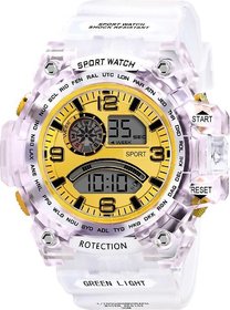 Mastrena Digital Yellow Dial Silicone Strap Men's Watch -MSG1081