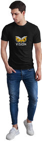 Vision Printed Half Sleeve Round Neck Black T-Shirt for Men's/Boy's
