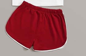 Maroon Shorts With White Piping