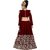 Kaaludii Maroon Taffeta Satin Embroidered Kids Girls Wedding Wear Semi Stitched Lehenga Choli(Free Size)