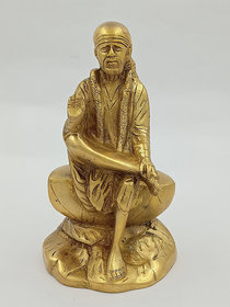 Arihant Craft Hindu God Shirdi Sai Baba Idol Statue Sculpture Hand Work Showpiece  21 cm (Brass, Gold)