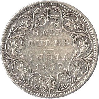                       half rupees 1877 fine condition                                              