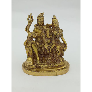                       Arihant Craft Hindu God Shiva Parivar Idol Lord Shiva Parvati Ganesh Kartikeya Hand Work Showpiece  15 cm (Brass, Gold)                                              