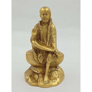                       Arihant Craft Hindu God Shirdi Sai Baba Idol Statue Sculpture Hand Work Showpiece  21 cm (Brass, Gold)                                              