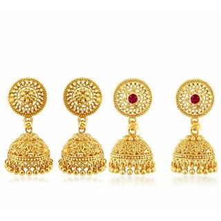 luv fashion Tradtional 1gm jumkhi gold n micron plated combo. luv fashion Tradtional 1gm jumkhi gold n micron plated combo.