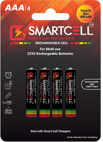 Smartcell AAA Ni-MH Rechargeable Battery 800mAH Pack of 4
