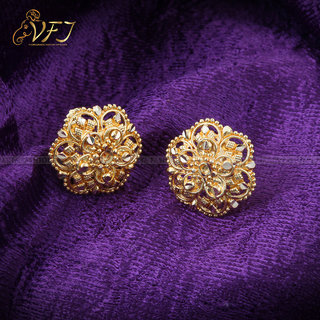                       Vighnaharta Traditional wear south screw back 1gm Gold plated alloy Stud Earring for women and Girls                                              
