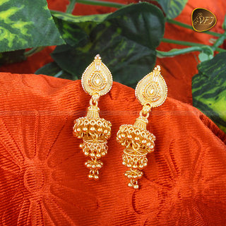 Vighnaharta Traditional wear south screw back 1gm Gold plated alloy jhumki Earring for women and Girls Vighnaharta Traditional wear south screw back 1gm Gold plated alloy jhumki Earring for women and Girls