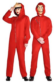 Red Money Heist Full Sleeves Jumpsuit with Mask - Adult - Slim Fit (15 Years and Above)