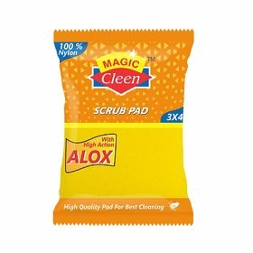 Magic Cleen-Nylon Pad With Sponge 3x4 (Pack of 4)