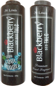 St Louis Blackberry deo talc premium french fragrance(300gm)+ St Louise Blackberry ice deo talc cool cool(300gm)(2pc)