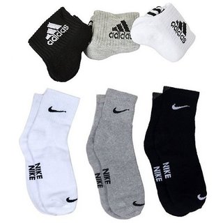 Adidas Men Cotton Ankle Length Multi Branded Socks Combo - 6 Pairs