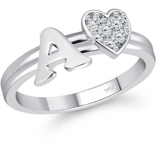                       Vighnaharta  Initial '' A'' Letter with heart ring alphabet  for women                                              