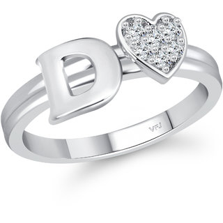                       Vighnaharta  Initial '' D '' Letter with heart ring alphabet  for women                                              