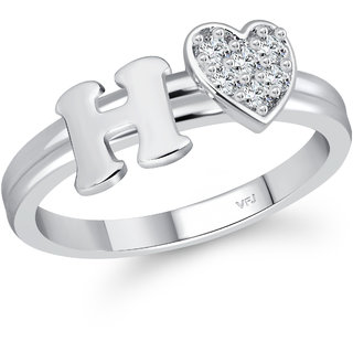                       Vighnaharta  Initial '' H '' Letter with heart ring alphabet  for women                                              