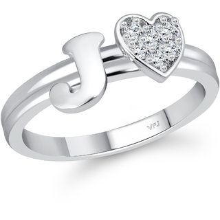                       Vighnaharta  Initial '' J '' Letter with heart ring alphabet  for women                                              