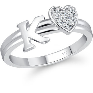                       Vighnaharta  Initial '' K '' Letter with heart ring alphabet  for women                                              