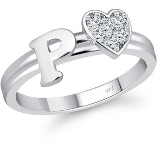                       Vighnaharta  Initial '' P '' Letter with heart ring alphabet  for women                                              