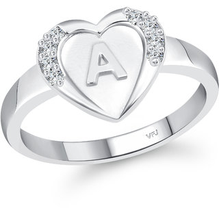                       Vighnaharta  Initial '' A '' Letter in heart ring alphabet  for women                                              