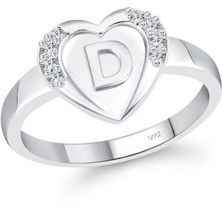                      Vighnaharta  Initial '' D '' Letter in heart ring alphabet  for women                                              