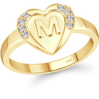                       Vighnaharta  Initial '' M '' Letter in heart ring alphabet  for women                                              