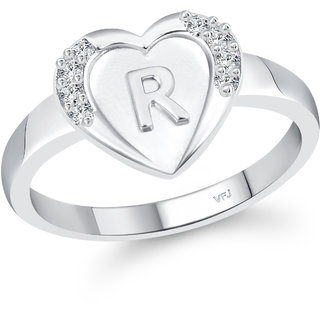                       Vighnaharta  Initial '' R '' Letter in heart ring alphabet  for women                                              