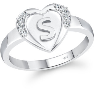                       Vighnaharta  Initial '' S '' Letter in heart ring alphabet  for women                                              