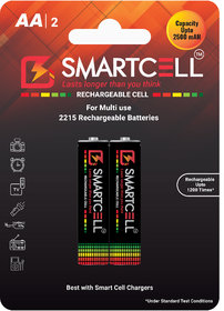 Smartcell AA Ni-MH Rechargeable Batteries 2500mAH Pack of 2